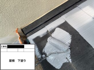 屋根下塗り中